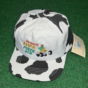 Vintage 80s 90s Cow Print AHPA Poker Run SnapBack Hat, 4 Wheeler Off Roading